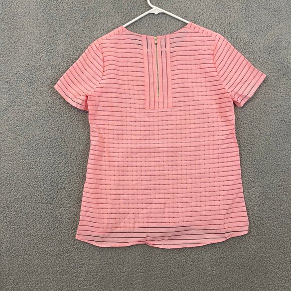 J Crew Shirt Women’s Small Size 4 Pink Shear Short Sleeve Shirt Blouse - Picture 6 of 9